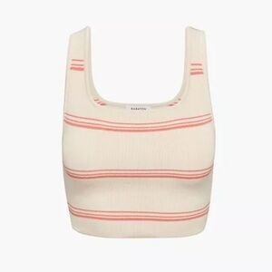 BABATON Sculpt Knit Squareneck Cropped Tank Birch/Grapefruit Coral Size XS